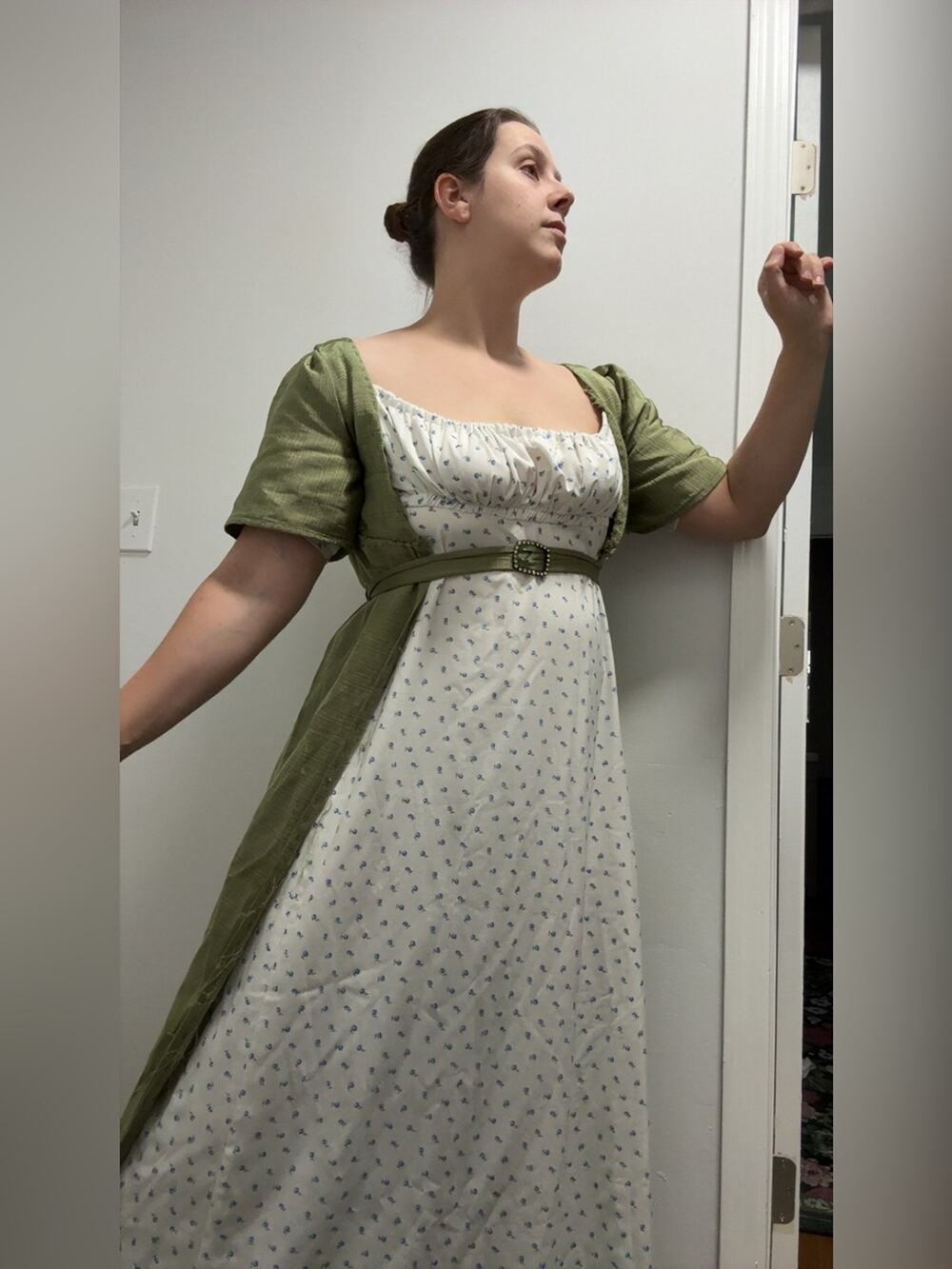 Regency floral maxi dress White blue